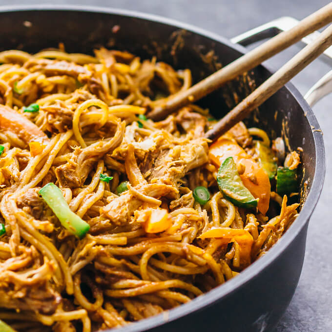Spicy Peanut Noodles With Shredded Chicken - Savory Tooth