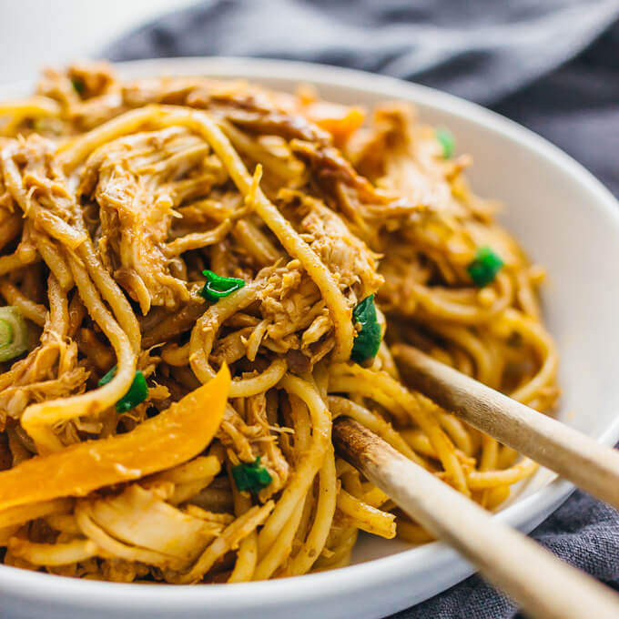 Spicy Peanut Noodles With Shredded Chicken - Savory Tooth