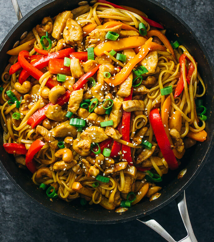 Spicy cashew chicken noodles - savory tooth