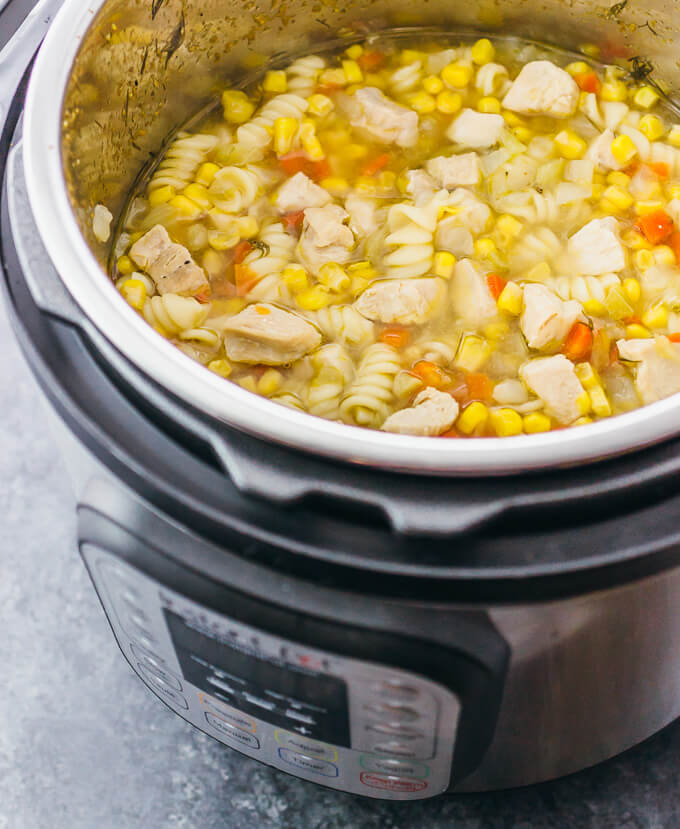chicken noodle soup inside instant pot