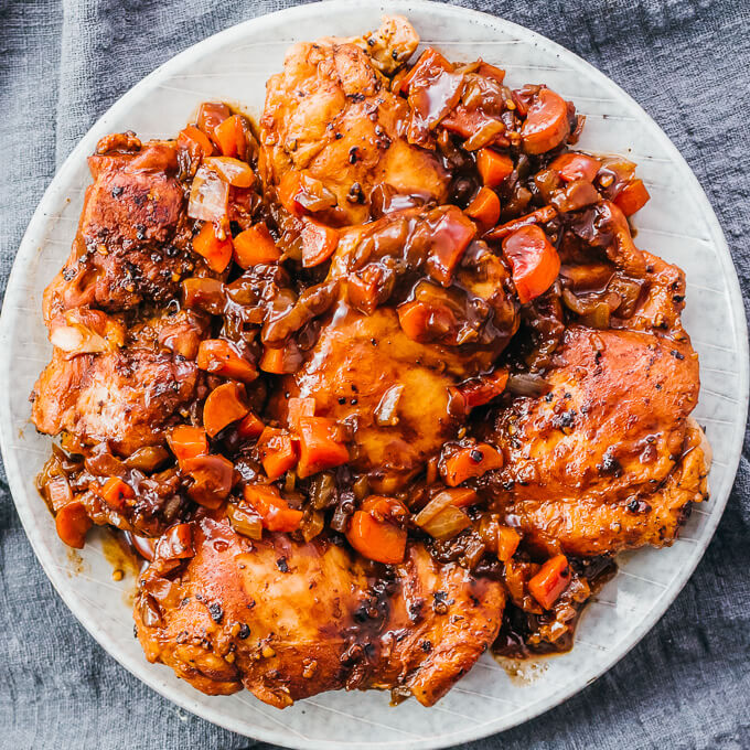 Instant Pot Chicken Thighs With Balsamic Sauce - Savory Tooth
