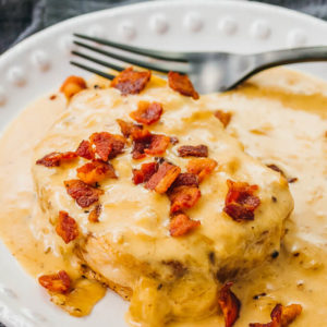 Instant Pot Boneless Pork Chops with Bacon and Gravy - Savory Tooth