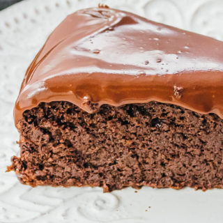 close up view of chocolate cake slice