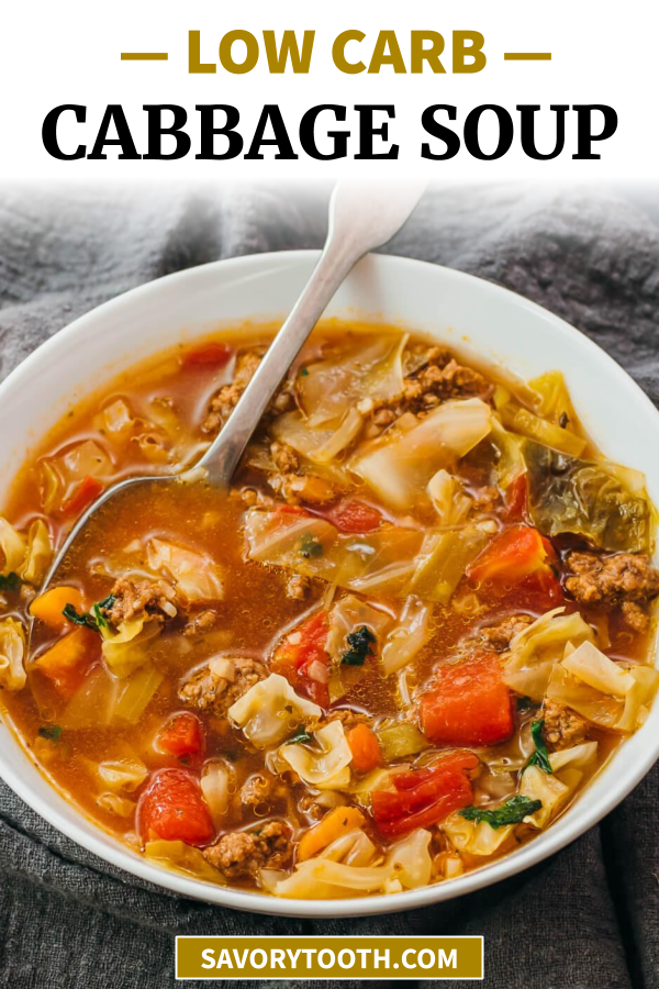 Keto Cabbage Soup with Ground Beef - Savory Tooth
